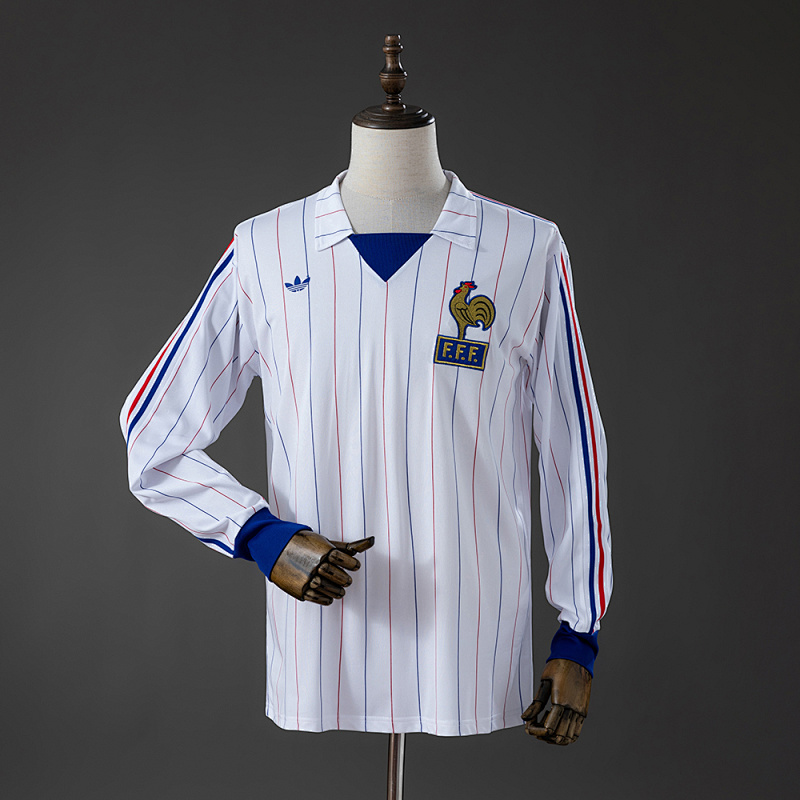 Camiseta retro de manga larga de Francia 80-82 (visitante) Tallas S-XXL